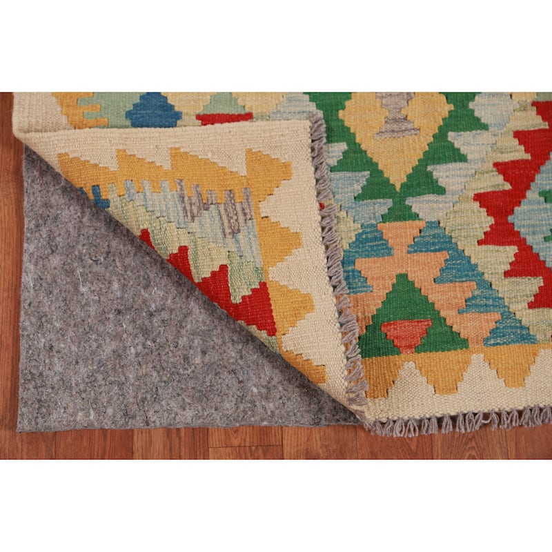 Kilim Oriental Runner Rug Hand-Woven Hallway Multi Wool Carpet - 2'8" x 12'9"