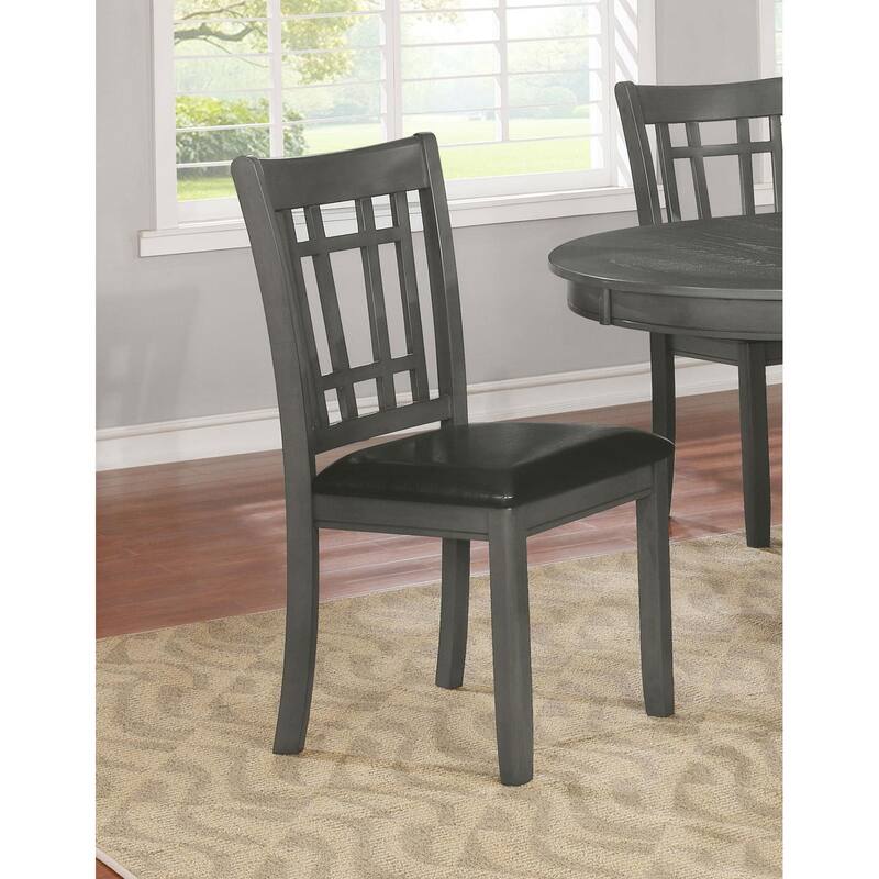 Wooden Lattice Back Side Chairs,Dining Chair (Set of 2)
