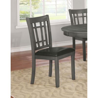 Wooden Lattice Back Side Chairs,Dining Chair (Set of 2)