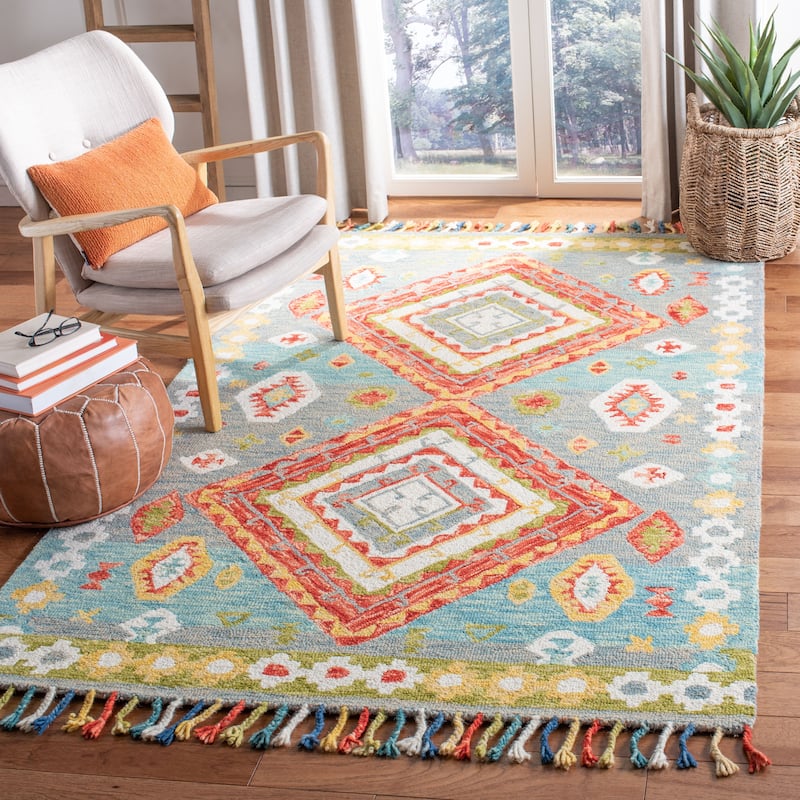 SAFAVIEH Handmade Aspen Impi & Eclectic Tribal Wool Rug - 3' x 5' - Grey/Red