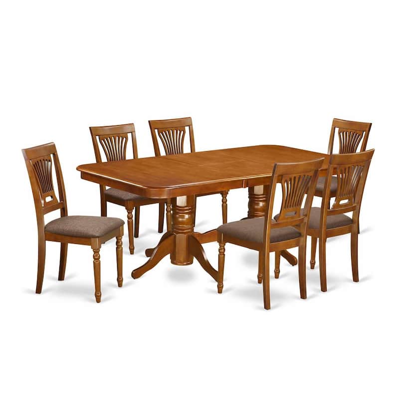 Coastal Dining Set - 5 Piece Table & Chair Set - Asian Wood - Saddle Brown - Expandable Table