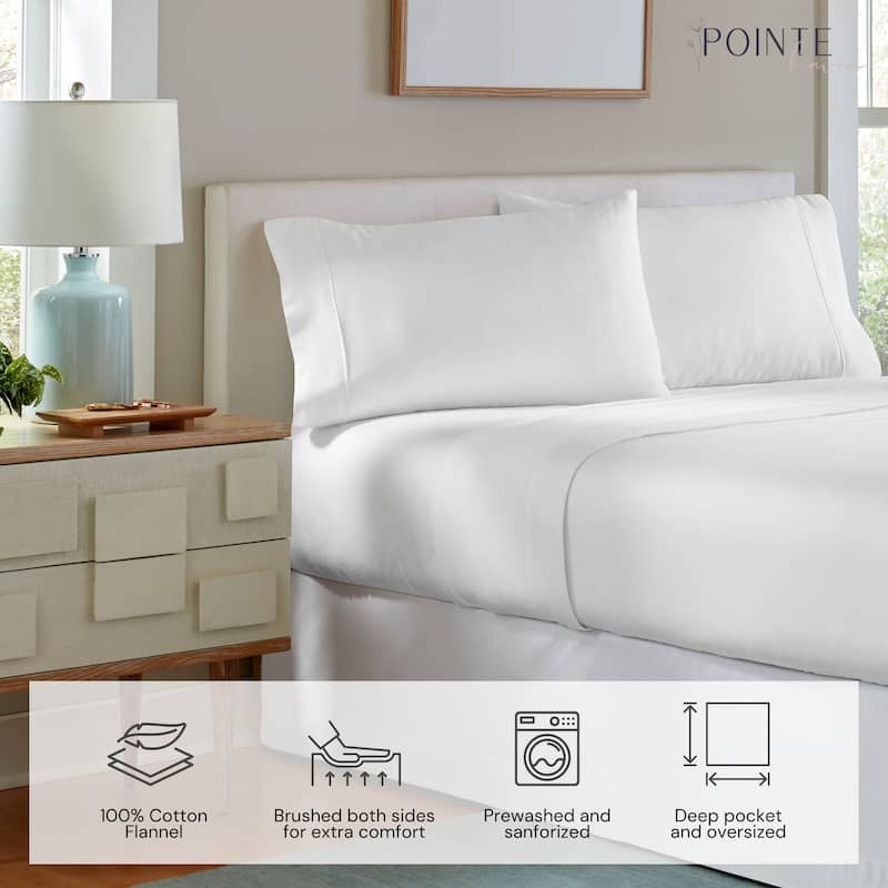 Pointehaven Soft Cotton 180 GSM Deep Pocket Oversized Brushed Flannel Sheet Set