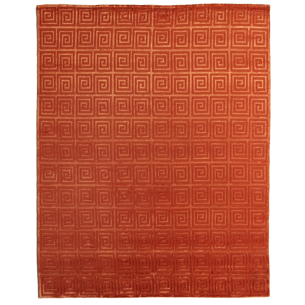 Metro Velvet hand-knotted Wool/Viscose Rust Area Rug - 8' x 10'