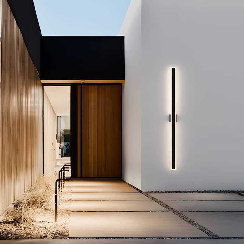 Outdoor Linear Integrated LED Wall Sconce Light Fixture with Bracket