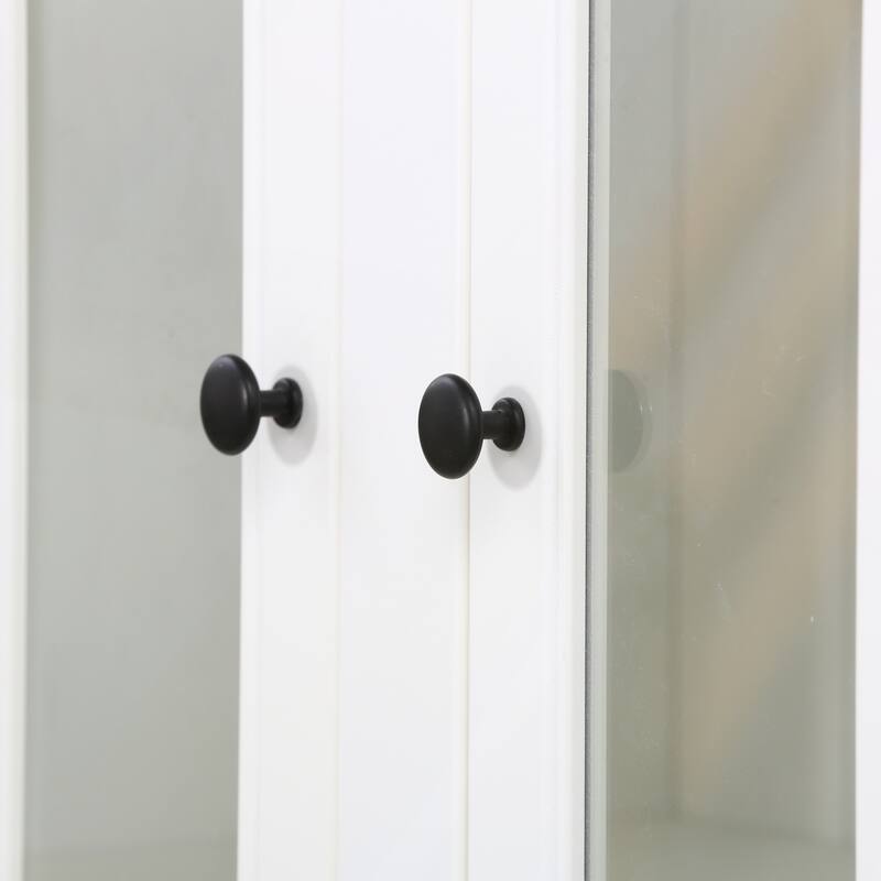 75.25in Tall Display Cabinet and Two Triangle Sided Bookshelves