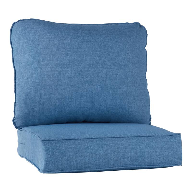 Outdoor 2-Piece Reversible Deep Seat Cushion Set (Cushions Only) - Denim