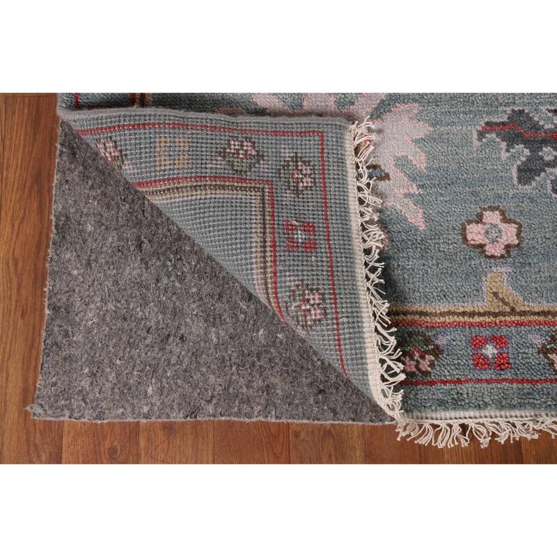 All-Over Gray Floral Oushak Indian Area Rug Handmade Wool Carpet - 9'1"x 11'9"