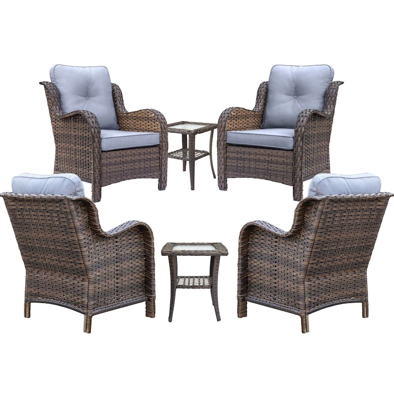 6 Piece Outdoor Wicker Rattan Patio Conversation Furniture Chairs Sets