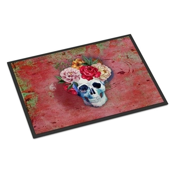 Carolines Treasures BB5130MAT Day of the Dead Red Flowers Skull Indoor or Outdoor Mat 18 x 27 in.
