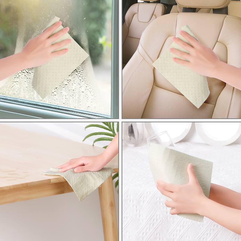 Reusable Swedish Dishcloths for Kitchen, Super Absorbent Cellulose Sponge Dish Cloths - White-5 Pack - Set of 5