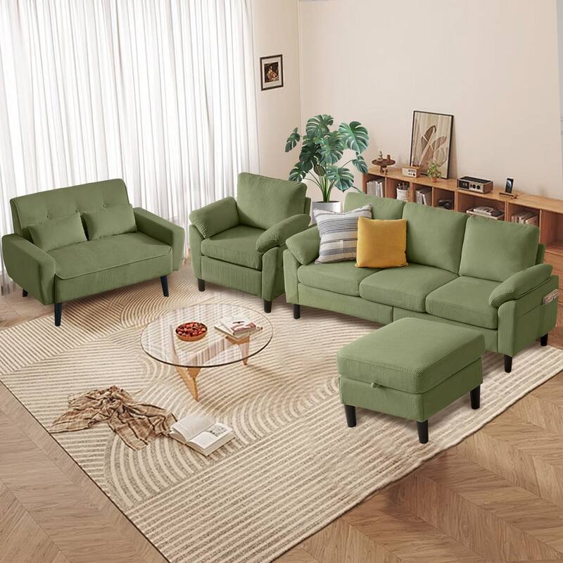 4-Piece Living Room Sectional Sofa Set with Loveseat and Chair