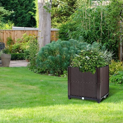 Elevated Plant Growth Box with Water Storage Tray for Indoor Outdoor Vegetable Gardening