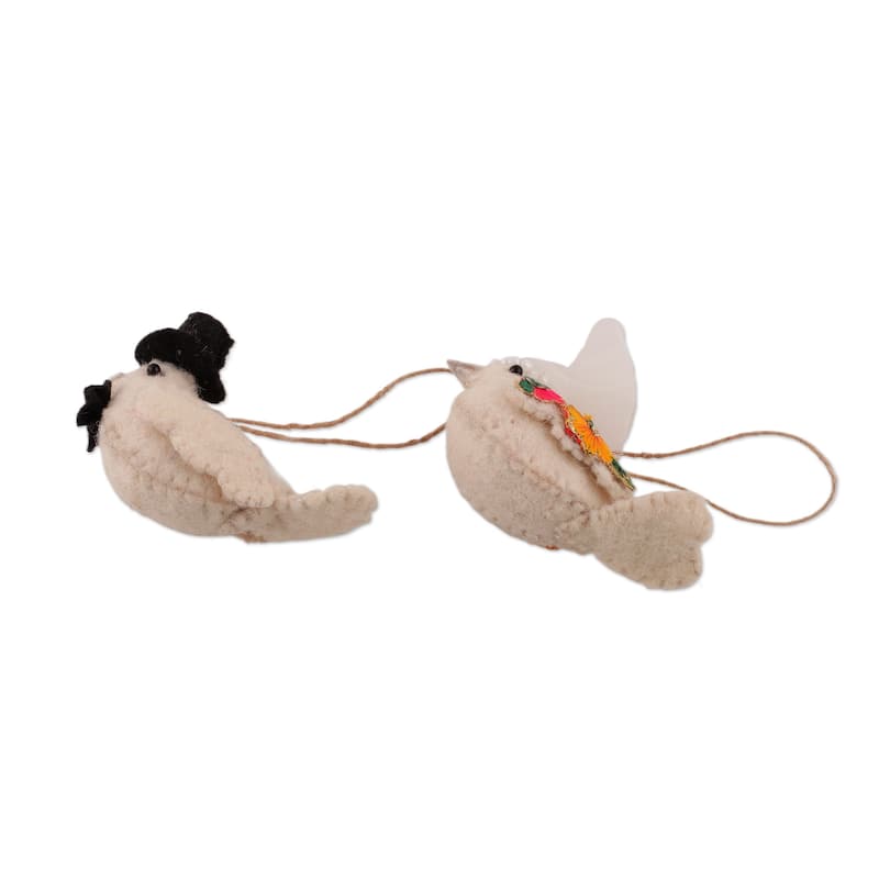 Novica Handmade Flying Bride & Groom Wool Felt Ornaments (Set Of 2)