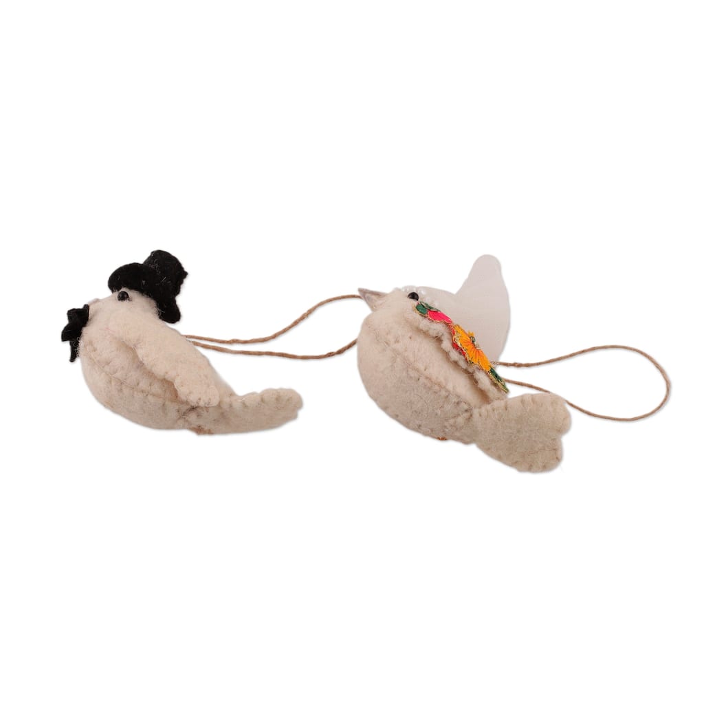 Novica Handmade Flying Bride & Groom Wool Felt Ornaments (Set Of 2)