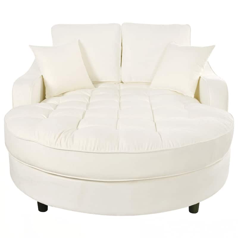 55" Modern Chaise Lounge Sofa Bed Upholstered Sofa Couch with Seat and Detachable Pillows for Living Room