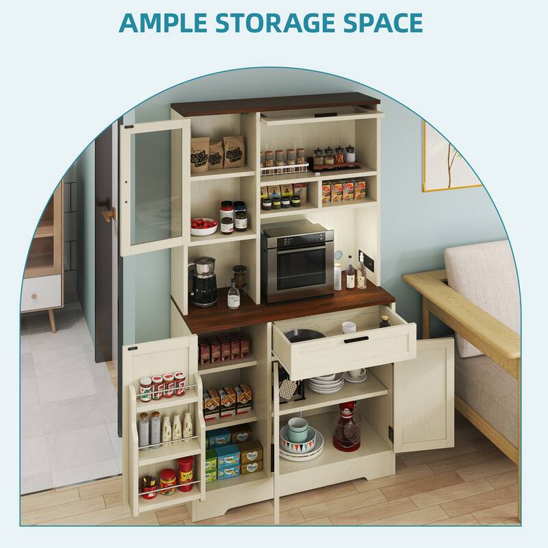 68" Tall Kitchen Food Pantry Cabinet Kitchen Storage Cabinet