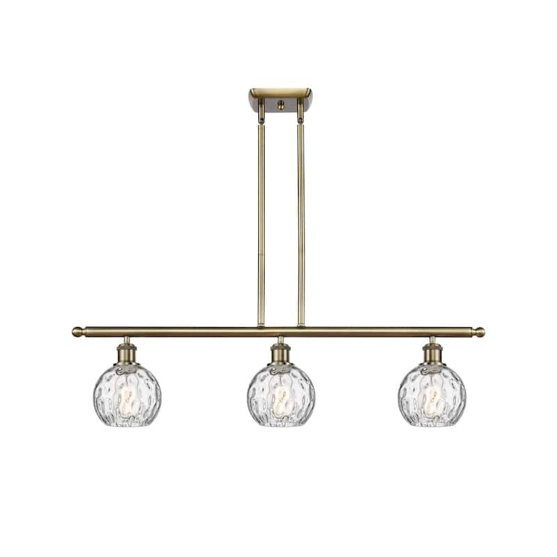 Innovations Lighting 516-3I-9-36 Athens Linear Athens 3 Light 36" Wide - Antique Brass / Clear Water Glass