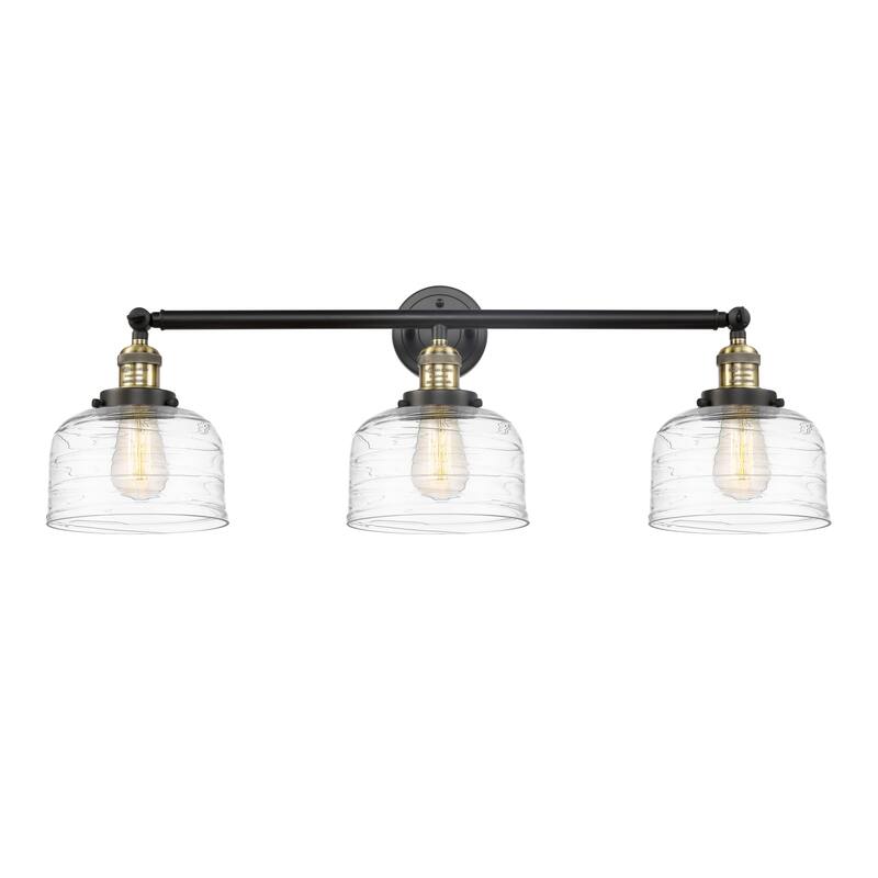 Innovations Lighting 205-11-32 Bell Vanity Bell 3 Light 32" Wide - Black Antique Brass / Clear Deco Swirl