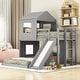 preview thumbnail 19 of 25, Twin Over Full Treehouse Style Bunk Bed with Ladder, Slide, and Guardrail for Kids Gray