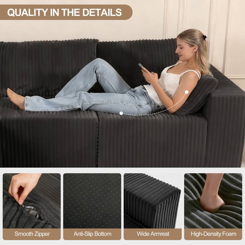 Modern Modular Sectional Sofa with Chaise and Pillows, Deep Seat Cloud L-Shape Couch for Living Room, 3-Seater