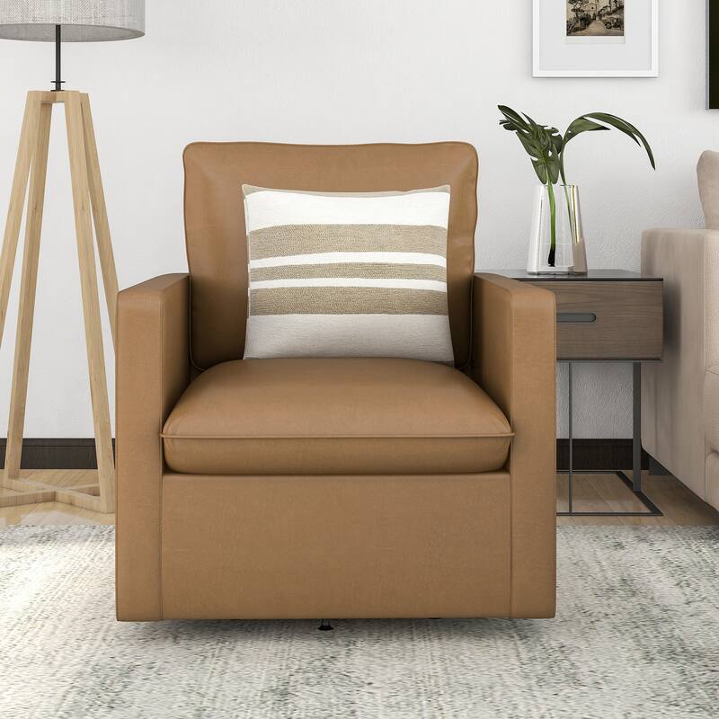 Mellory Transitional Faux Leather Upholstered Swivel Armchair by Furniture of America