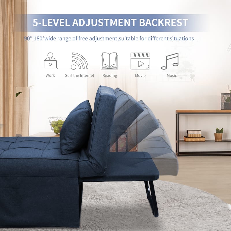 Ainfox Adjustable Sofa Chair Sleeper Sofa Bed Ottoman Couch with Metal Frame