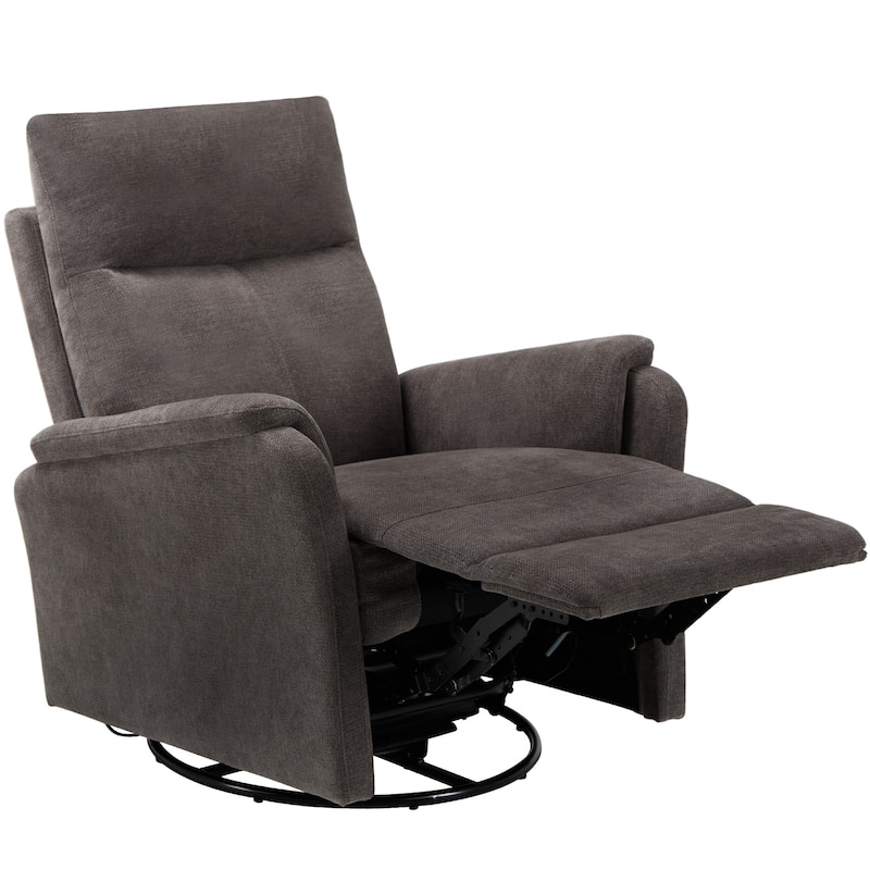 Fabric Recliner Sofa Chair - Swivel Rocking with XL Footrest - Single Seat for Living Room