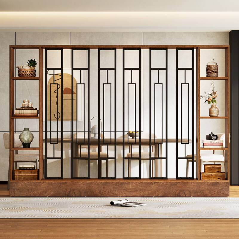 70.9" Tall Wall Room Divider with Display Shelves and Sturdy Base - 47.2" W x 11.8" D x 70.9" H