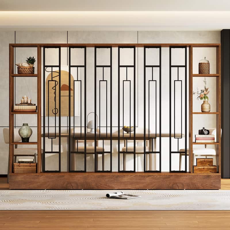 Freestanding Wall Room Divider with Display Shelves, 47.2" W x 70.9" H
