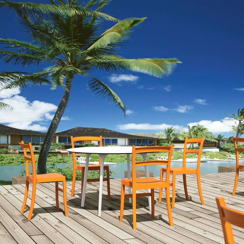 33.5" Orange Solid Patio Dining Armless Chair