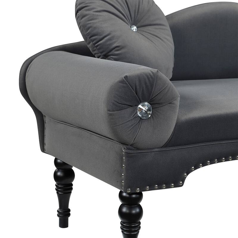 Modern Velvet Upholstered Sofa, Tufted Rolled Arm Accent Bedside Couch