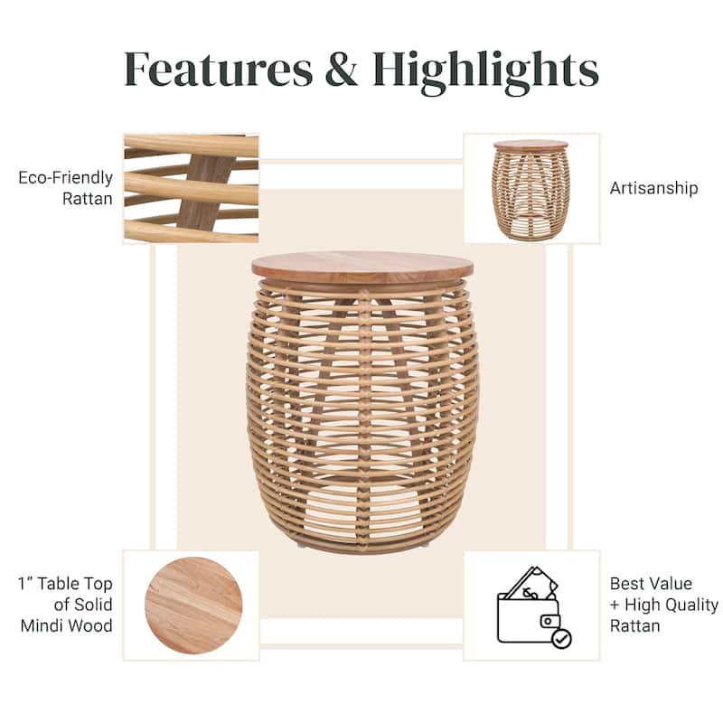 NPD Furniture Iris Round Rattan End Table