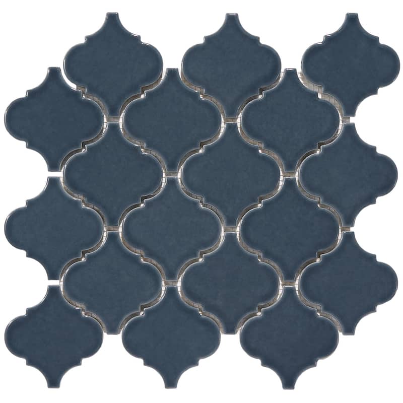 Arabesque 3.3" x 3.4" Porcelain Glossy Mosaic Tile - 5 sheets (4.20 sf) - Blue