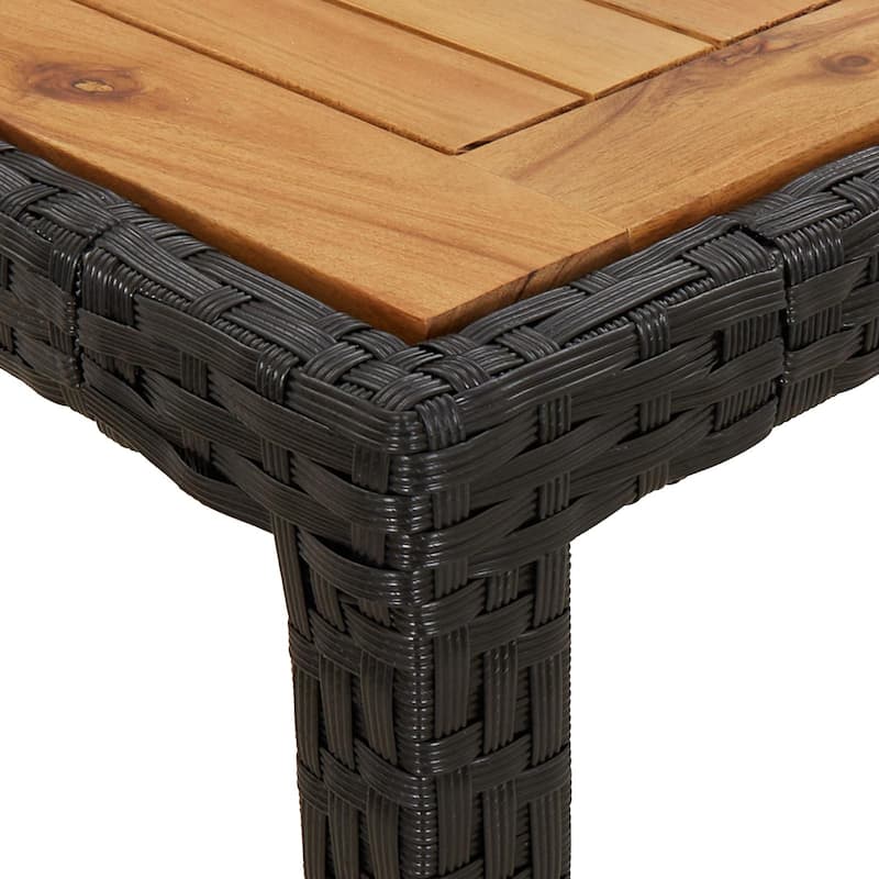 vidaXL Garden Dining Table Black 98.4x39.4x29.5 in Poly Rattan - 98.4 x 39.4 x 29.5 in