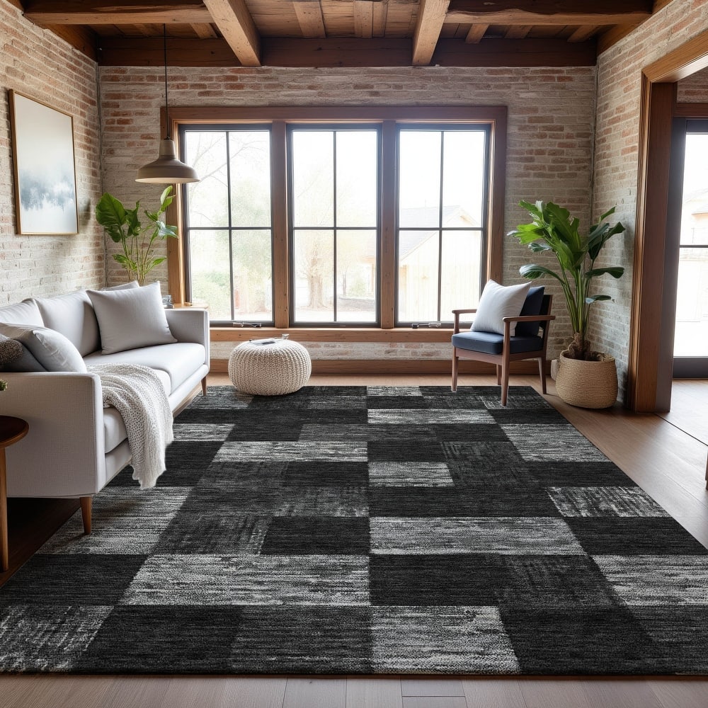 Premium Washable Super Soft Modern Checker Mayfield Rug
