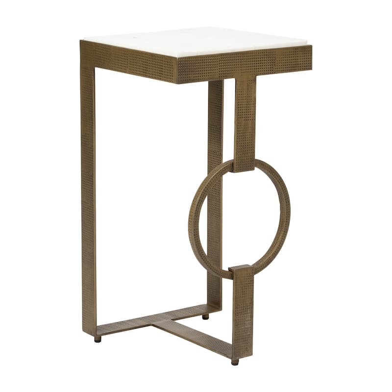 Sagebrook Home Modern Glam Iron Marble Top Coffee or Accent Table