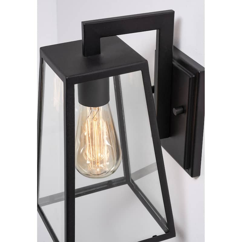 AFX Joplin 12'' Outdoor Sconce - Clear Glass Shade - Black Finish