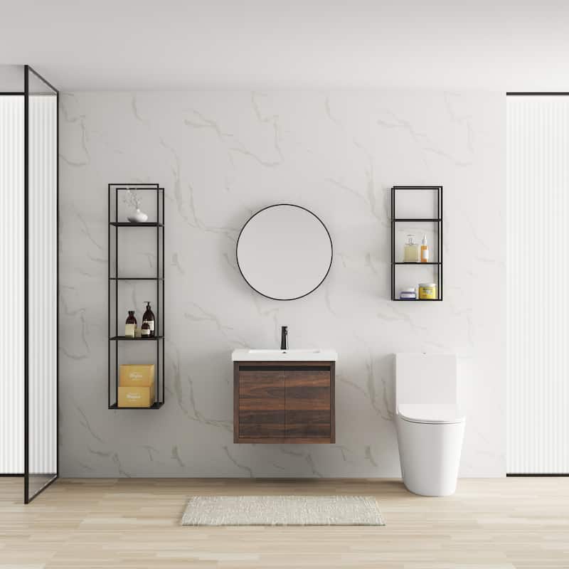Bathroom Cabinet With Sink,Soft Close Doors,Float Mounting Design,24 Inch For Small Bathroom