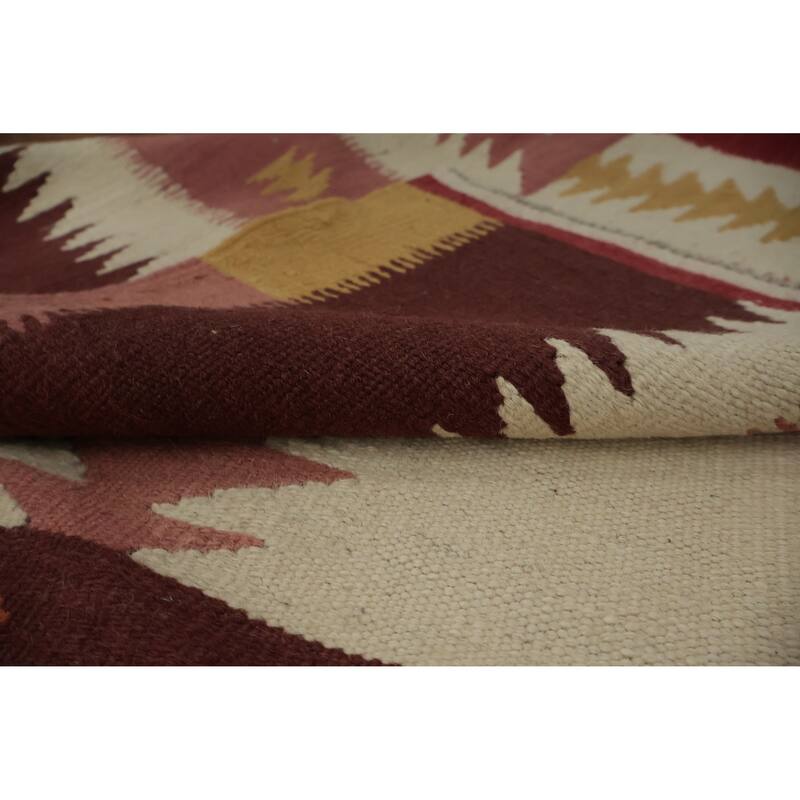 Hand Woven Oriental 100% Wool Carpet Southwestern Tribal Multi-Colored Kilim Area Rug - 9' 5'' X 7' 9''