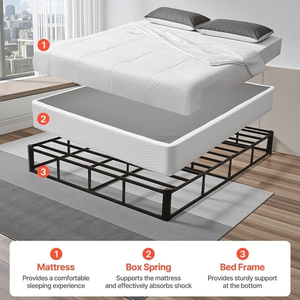 Box Spring Bed Frame Thick and Solid Steel Frame Queen 9