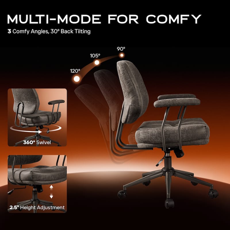 OVIOS Ergonomic Suede Fabric Office Swivel Chair