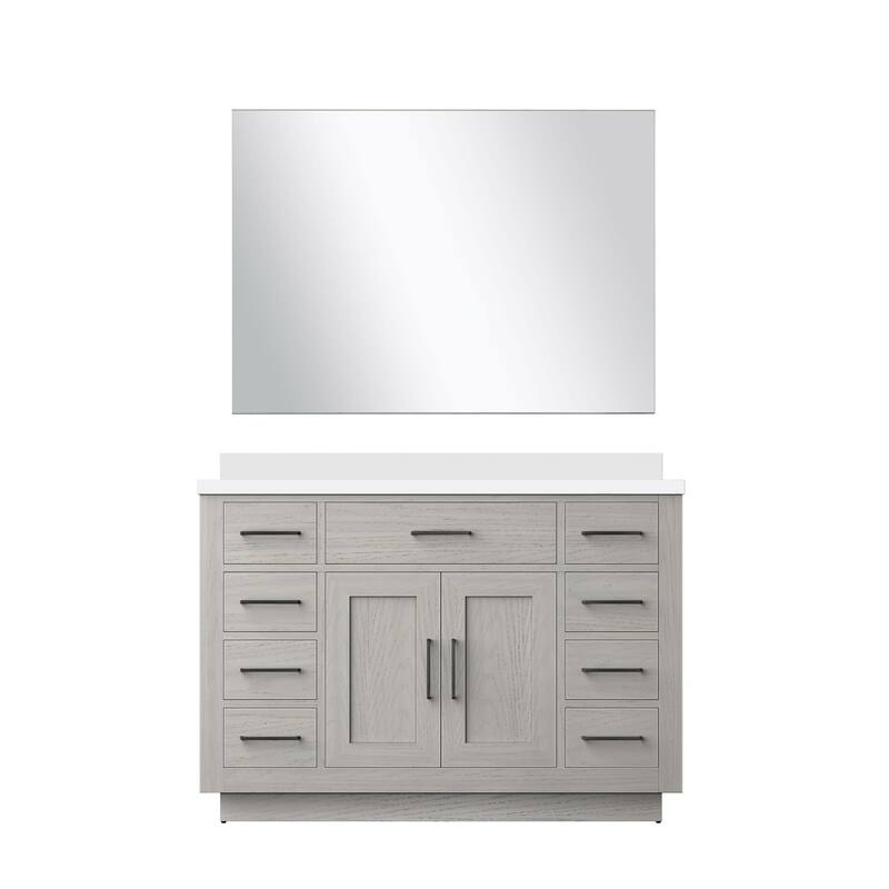 Abbey Bath Vanity with Cultured Marble Top, Sink and Mirror - 48 inch - White Oak
