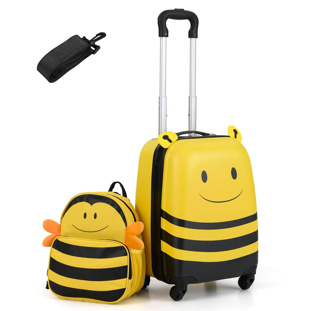 Costway 2-Piece Kid’s Luggage Set with Cute Bee Backpack & 18” Rolling - See Details