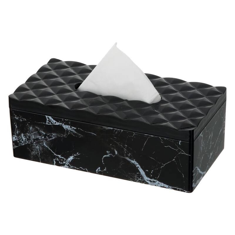 YBM Home Tissue Paper Box with Elegant Marble Printing - Black
