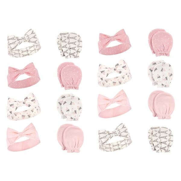slide 1 of 1, Hudson Baby Infant Girl 16Pc Headband and Scratch Mitten Set, Paris, 0-6 Months - Paris Paris - 0-6 Months