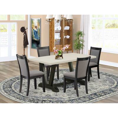 HomeStock 5-Piece Natural Oak Finish Solid Wood Top Dining table with 4 Chairs