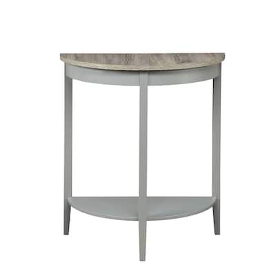 26 in. Gray Half Moon Wood Console Table with Storage