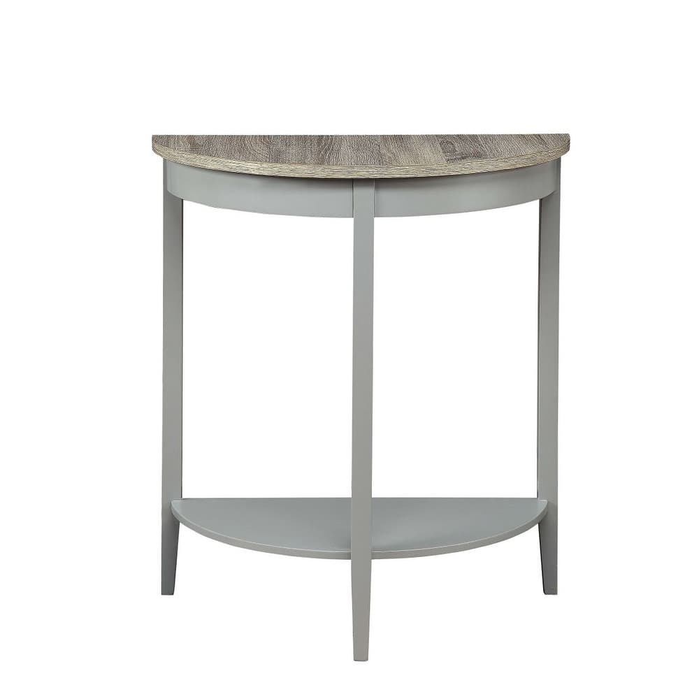 26 in. Gray Half Moon Wood Console Table with Storage