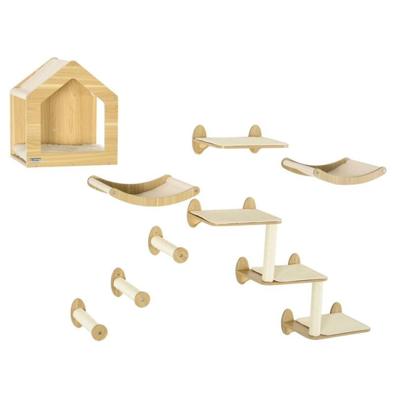 Cat Shelf Set, Cat Tower Includes Sisal Cylindrical Jumping Perches - 17.5" L x 13" W x 3.5" H