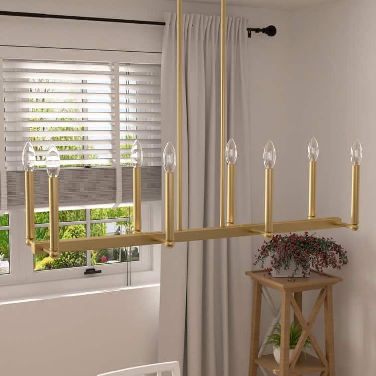 Acroma 8-lights 43.3In Dimmable Modern Gold Linear Chandelier for Dining Room - 8-light